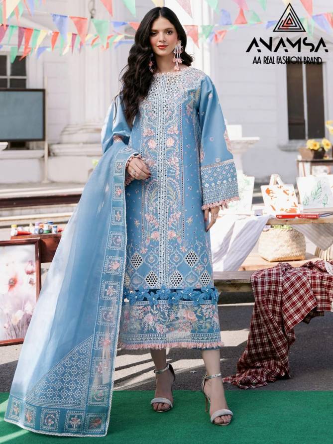 Anamsa 522 Jam Cotton Embroidery Pakistani Suit Wholesale Price In Surat